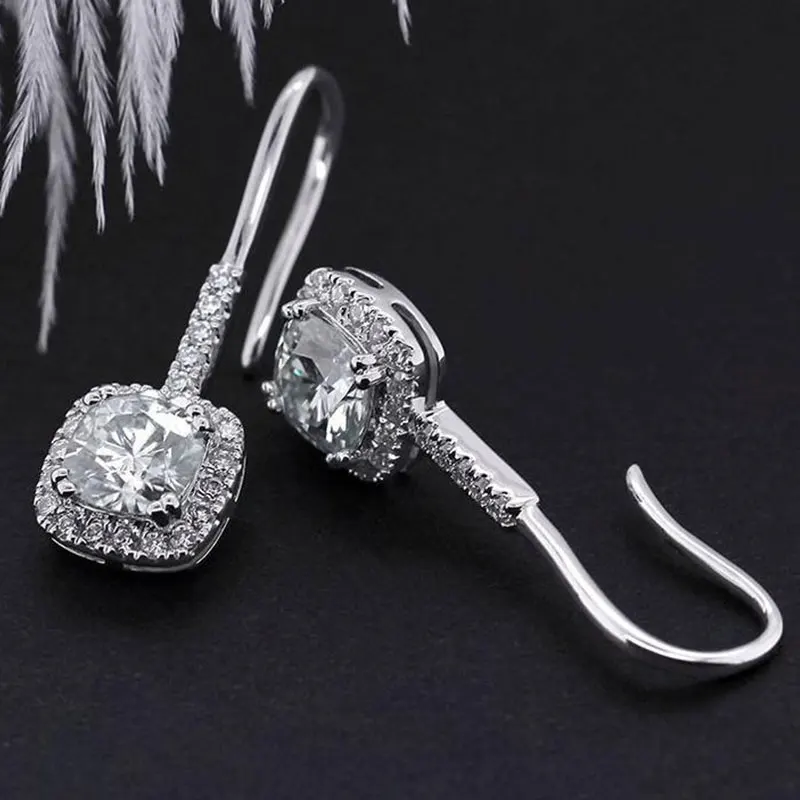 2021 New Dangle Drop Earrings Hook Geometric Big Shine Zicon Fashion Jewelry for Women Vintage Oorbellen Voor Gift Earring