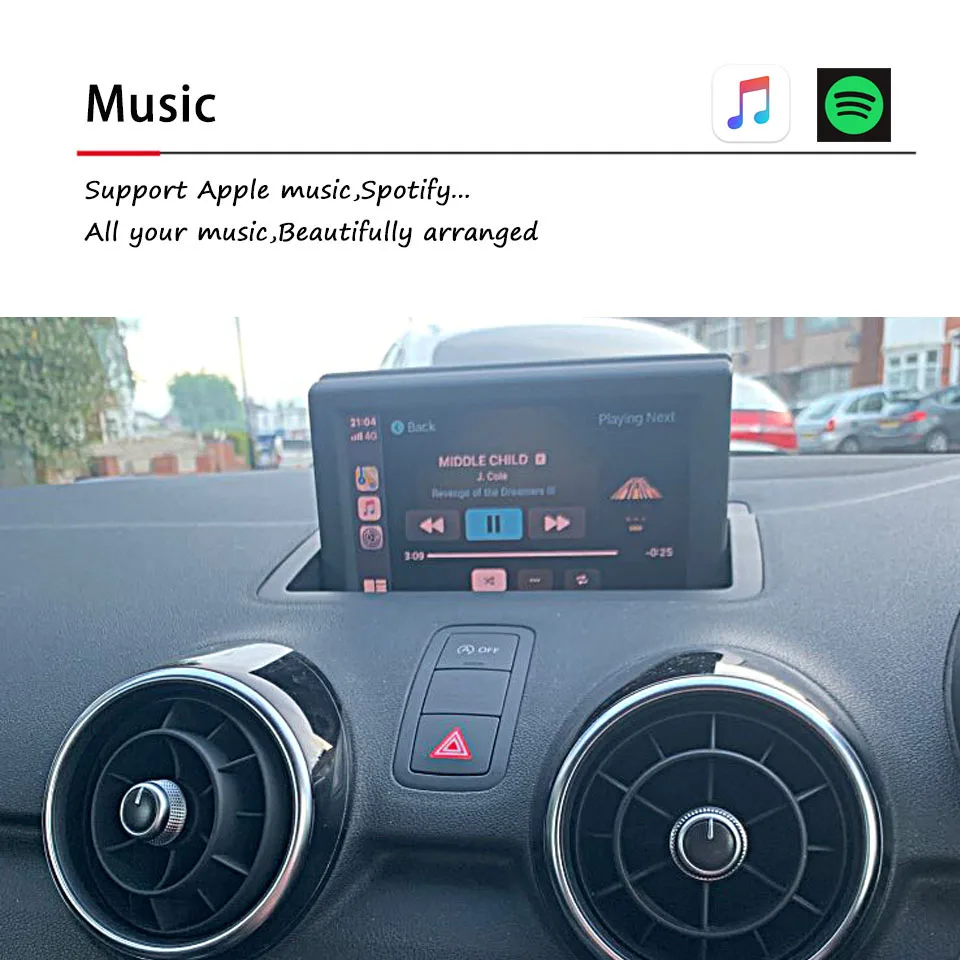 Interfaz de adaptación estéreo para coche CarPlay Android Auto con enlace de espejo para AUDI A1 Q3 2010-2016 mapas Spotify solución de cámara inversa