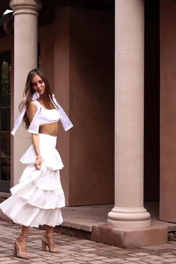 Jupe Midi en Satin à volants blancs, mode coréenne, vêtements élégants pour femmes, longue plissée, taille haute