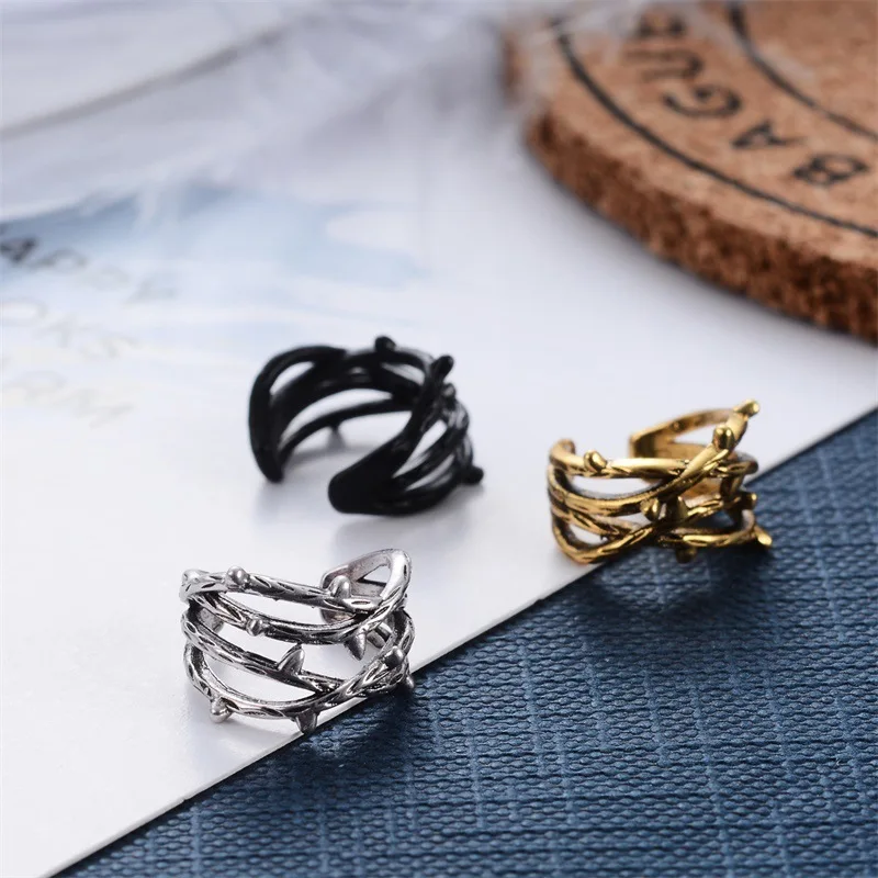 Mix Design Vintage Simple U-shaped Ear Cuff Non Pierced Clip Earrings Trendy Punk Small Ball Leaf Carved Hollow Crystal Earrings
