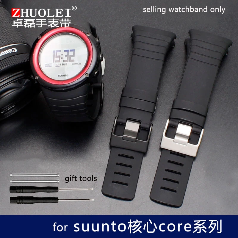 35mm silica gel strap for Sunto sports silica gel wristwatch with universal core black rubber strap