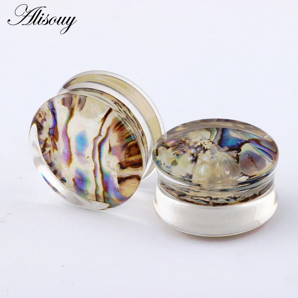 Alisouy 2pc Ear Gauges Tunnels Acrylic Transparent Purple Animal Flower Fashion Ear Plug Tunnel Expander Piercing Body Stretcher