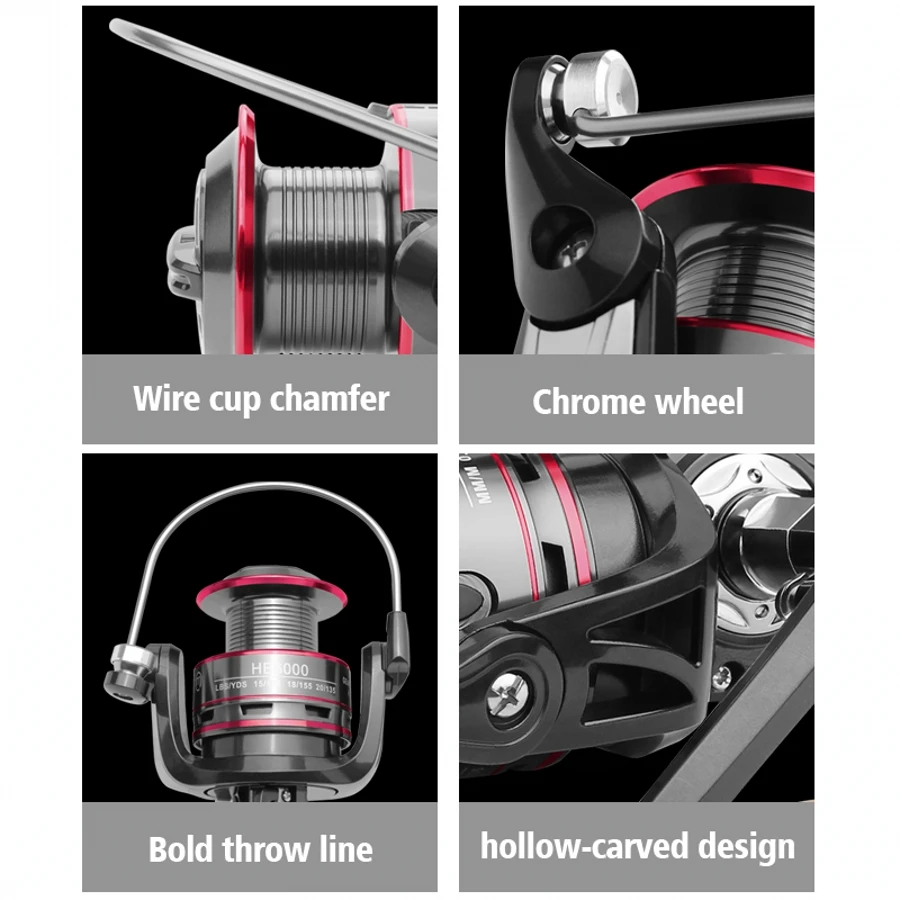 Fishing Reel All Metal Spool Spinning Reel HB HC  8KG Max Drag Stainless Steel Handle Line Spool Saltwater Fishing Accessories
