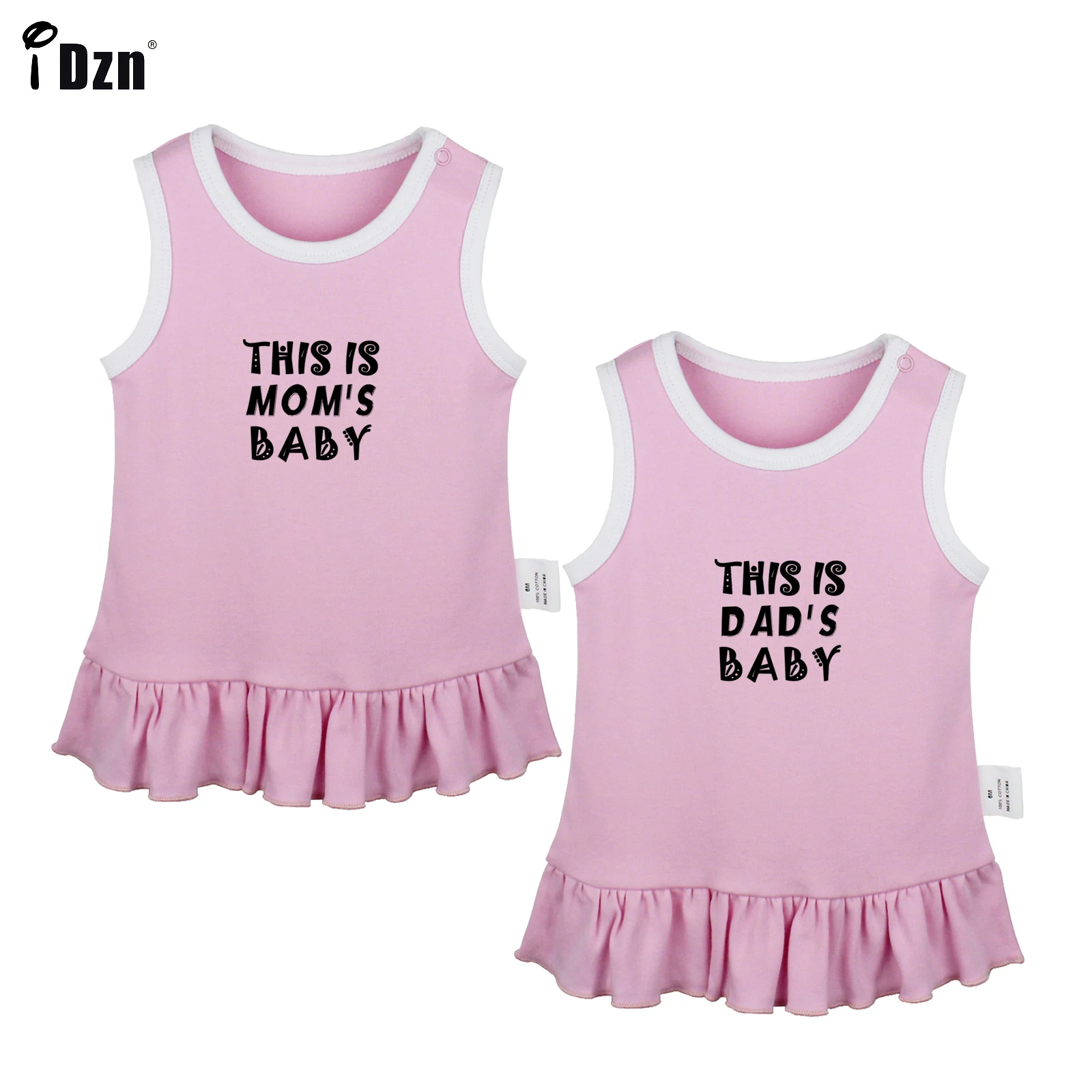 

Cute Twins Baby Girls Sleeveless Dress Newborn This is mom's Baby This is dad's Baby Pleated Dress Infant Clothes Vest Dresses