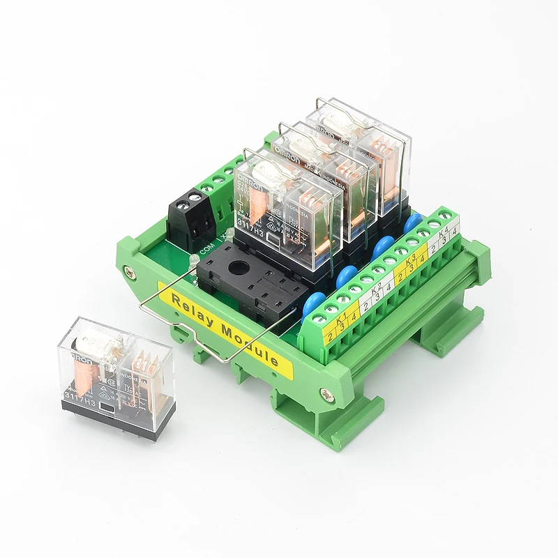 4 Channels 1NO+ 1NC DIN Rail Mount  G2R-1-E 16A  INPUT 12V 24V DC Interface Relay Module PNP NPN compatible