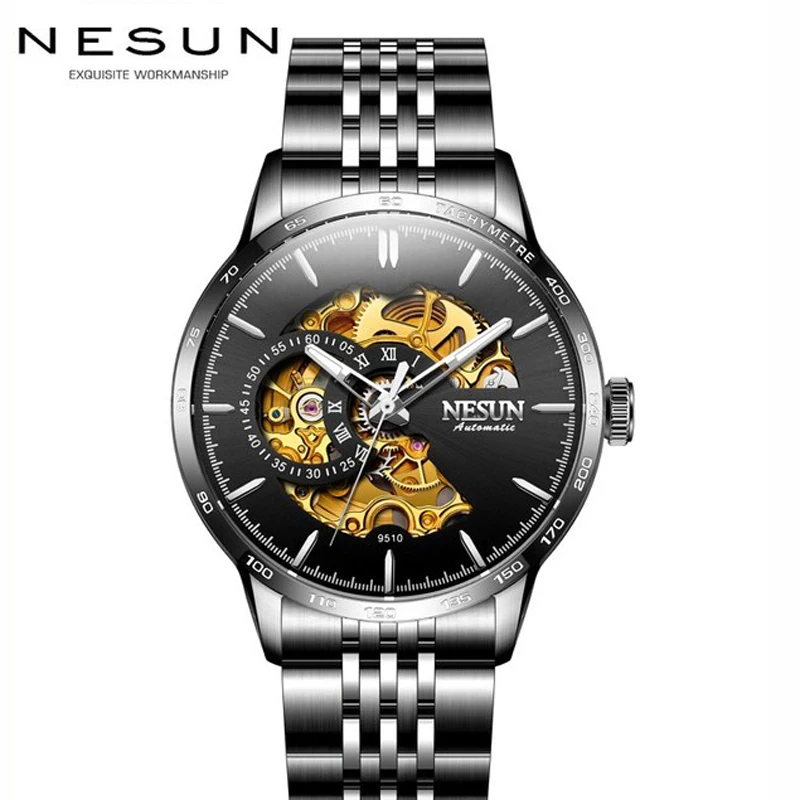 New Switzerland NESUN Automatic Mechanical Watch Luxury Brand Men\'s Watches Skeleton Watch Sapphire Waterproof Tachymeter N9510