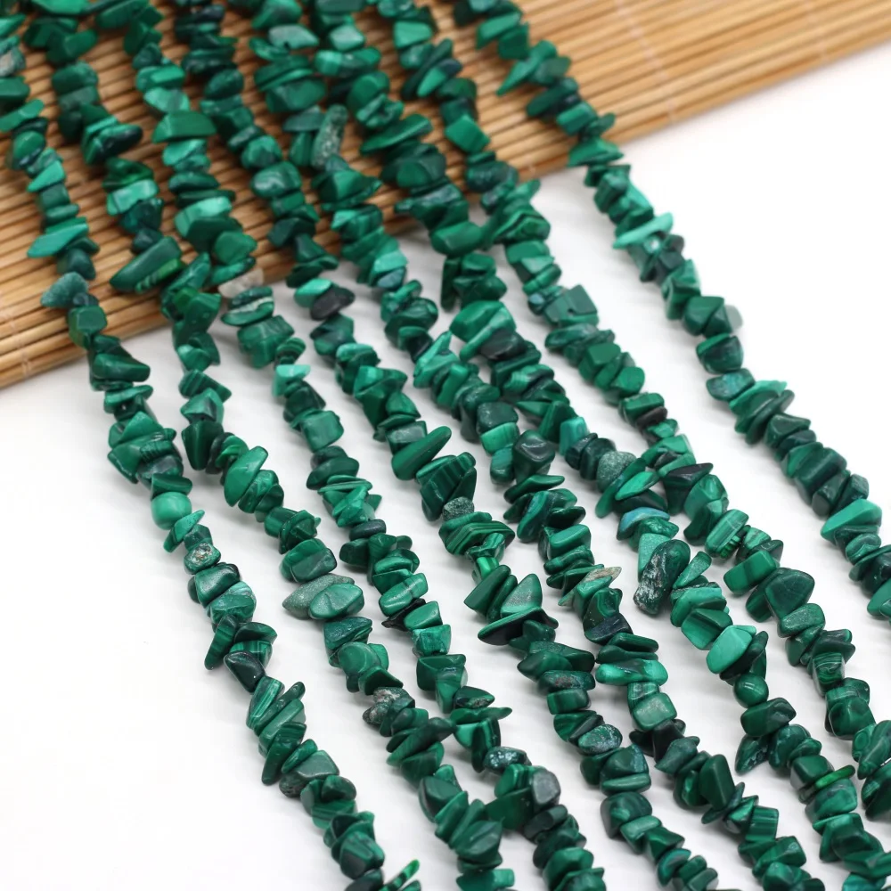 Natural Malachite Freeform Gravel Gem Stone Beads Irregular Chip Loose Beads for Jewelry Making DIY Bracelet Necklace Gift 15\'\'