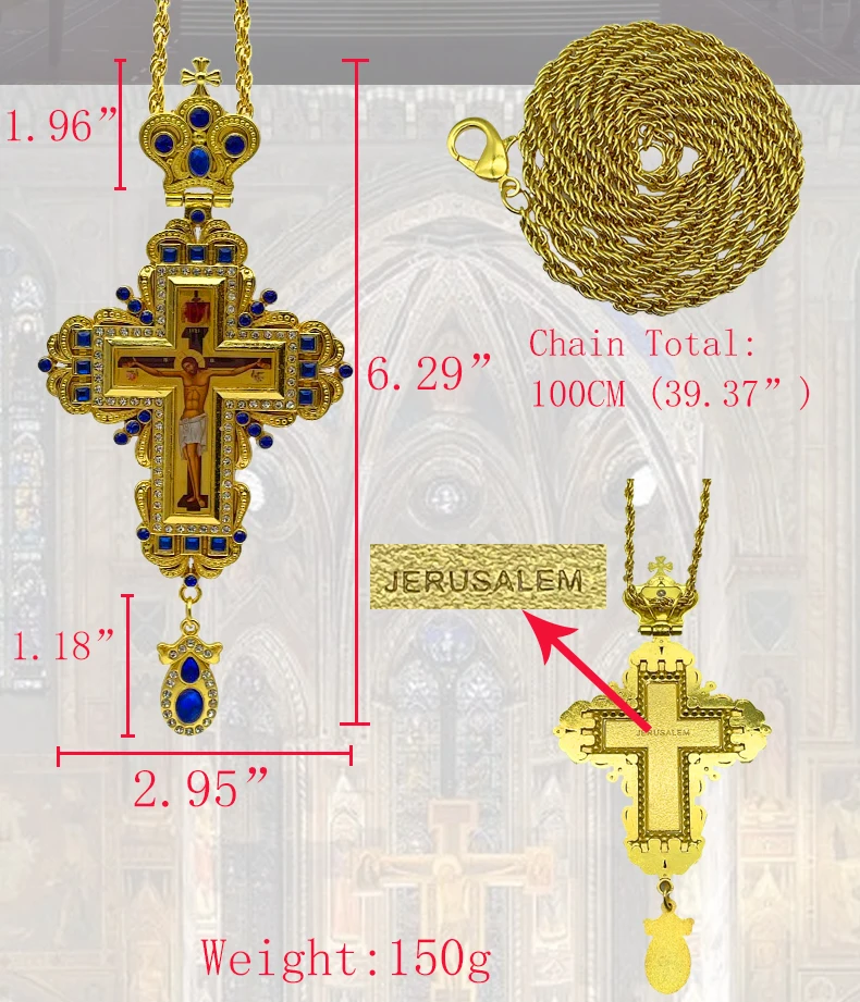 Orthodoxes Kreuz, katholisches Dekorationsornament, Brustkreuz für Priester, Kirchenartikel, religiöse katholische Artikel, orthodoxes Kreuz – Detail 5