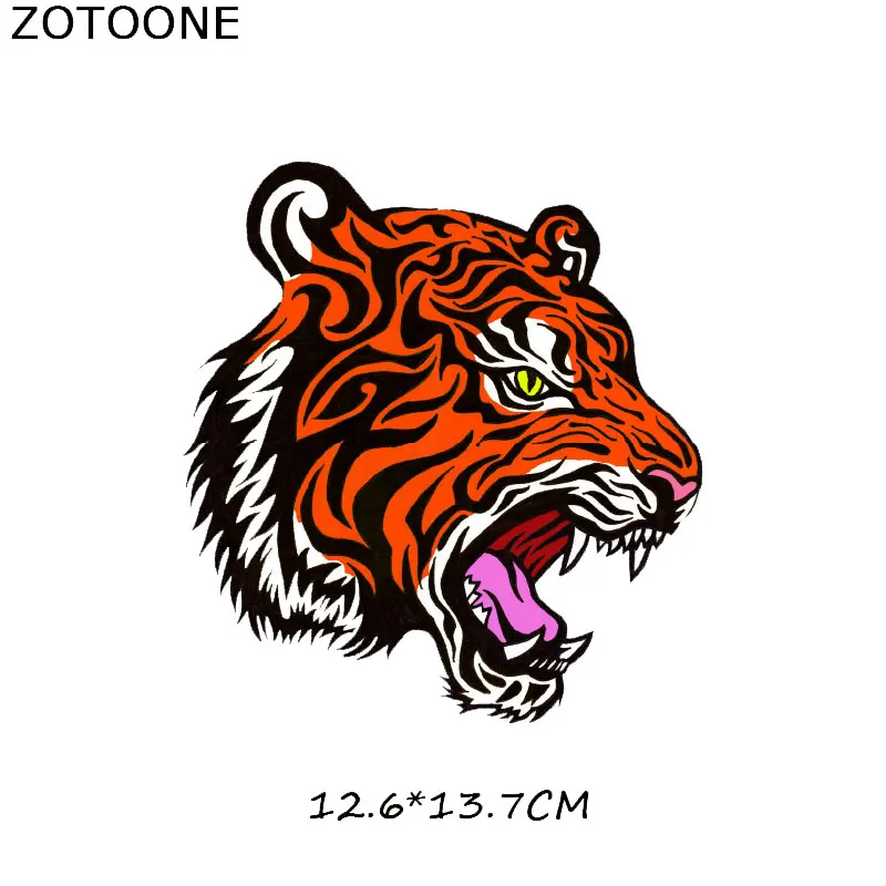 Tiger Boy Clothing Stickers Iron On Patches Diy Heat Transfers Patch For Clothes Boy Girl T-shirt Appliques Decoration