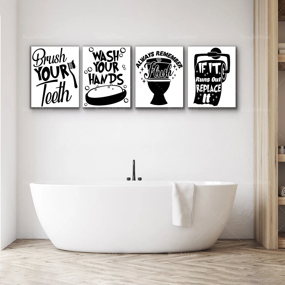 

Toilet rules quote art canvas painting modern funny bathroom rules sign posters and prints wall pictures