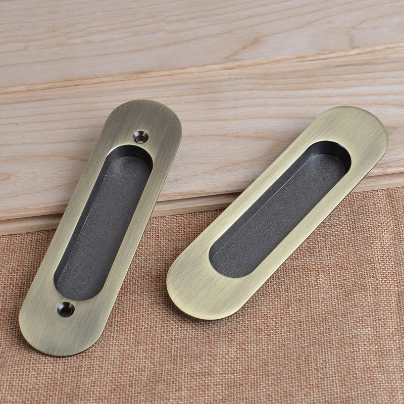 2 Pcs Hidden Zinc Alloy Recessed Pull Sliding Barn Door Handles Bedroom Cabinet Pull Handle Furniture Hardware