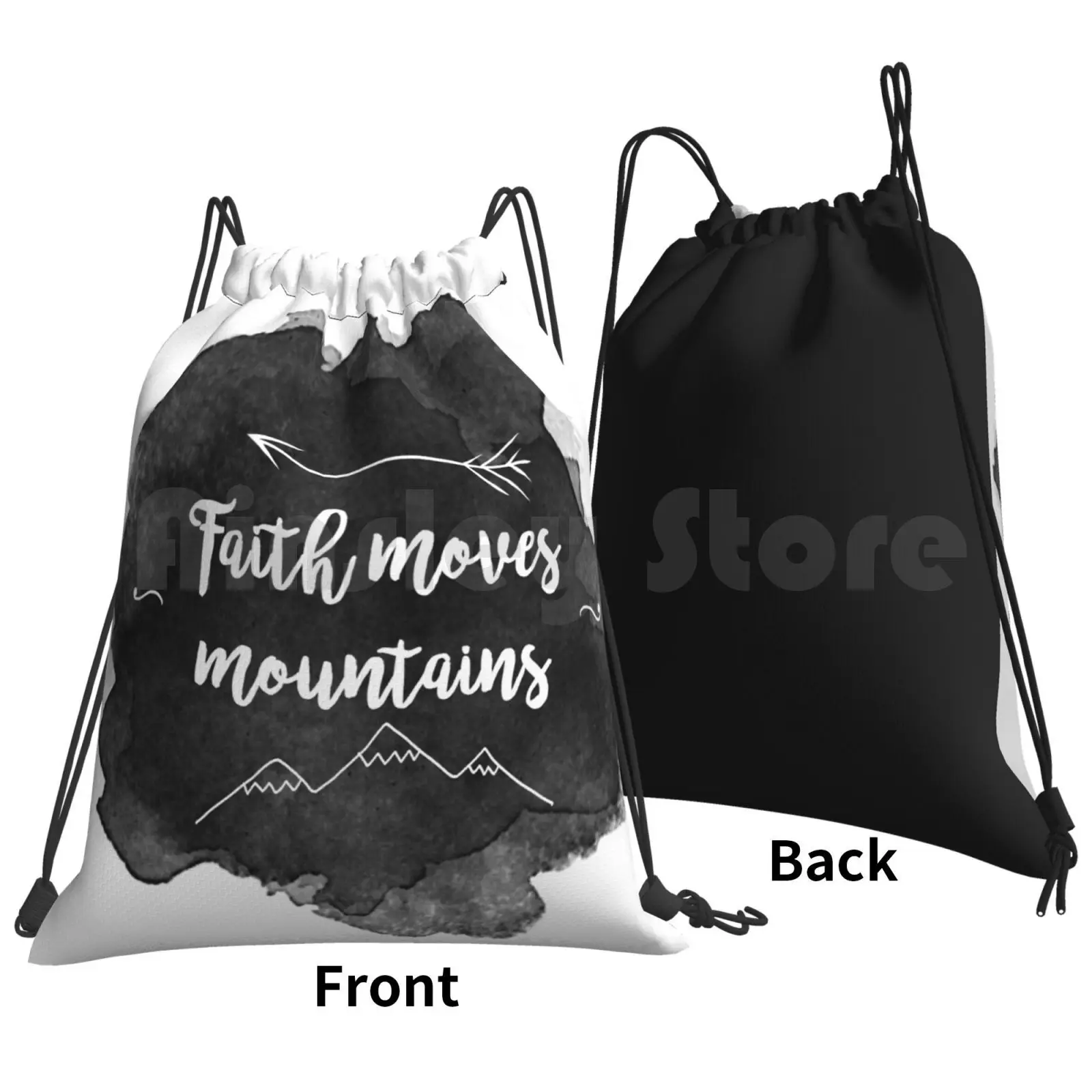 Faith Quote Backpack Drawstring Bag Riding Climbing Gym Bag  Jesus Jesus Christ Jesus Cross Black White Grey Colorful Bethel