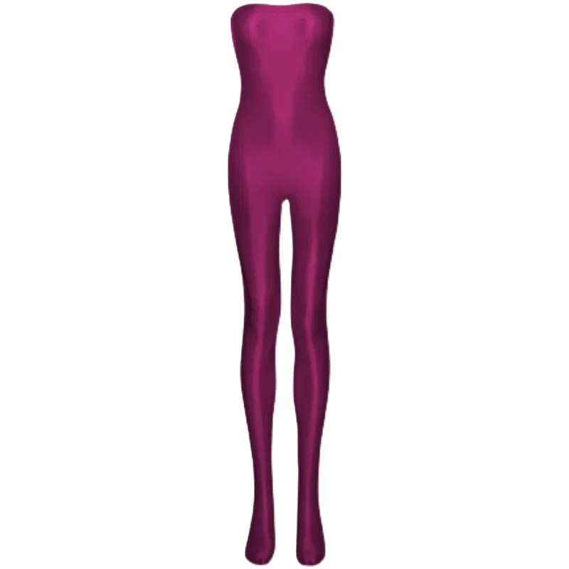 New Sexy women High-stretch shapewear Shiny Oily Pantyhose plus size bathing suits Tights Tube Top One-piece body suits