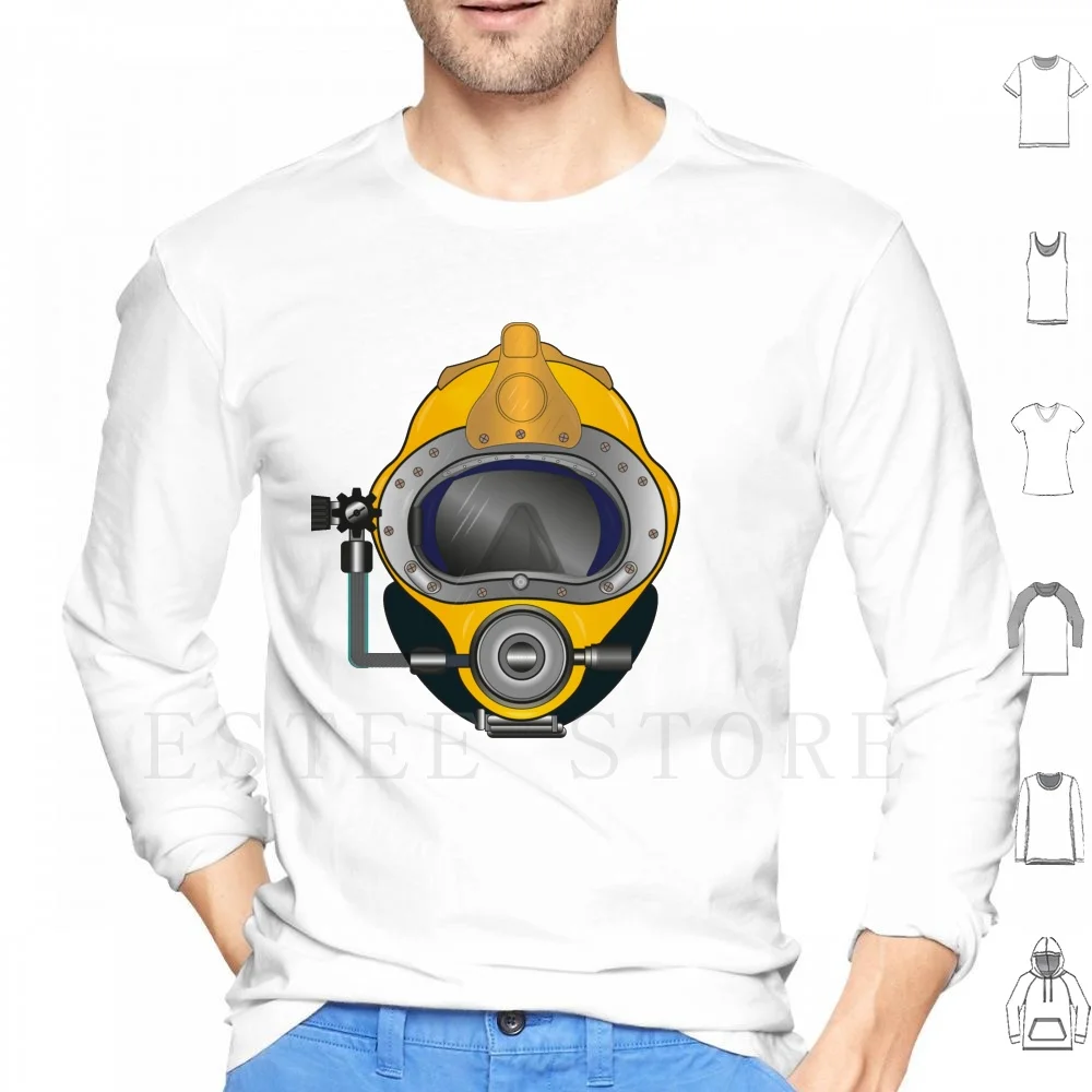 Yellow Helmet Hoodie Long Sleeve Yellow Helmet Deepsea Diver Scuba