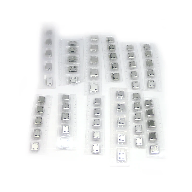 60pcs/lot 5 Pin SMT Socket Connector Micro USB Type B Female Placement 12 Models SMD DIP Socket Connector