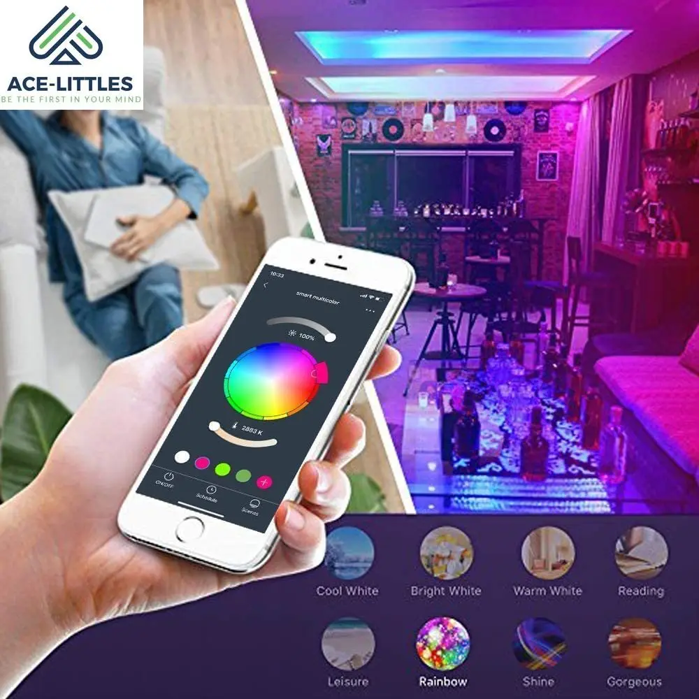 Smart WiFi Light Bulb, LED RGB Color Changing, A19 E26 Multicolor LUMIMAN 2 Pack Usb Led Light