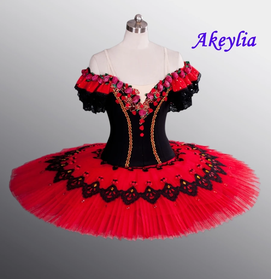 Spanish Pancake Tutu Don Quixote Ballet Tutu Classical Costume Red Professional Ballet Tutus for Girl  and women