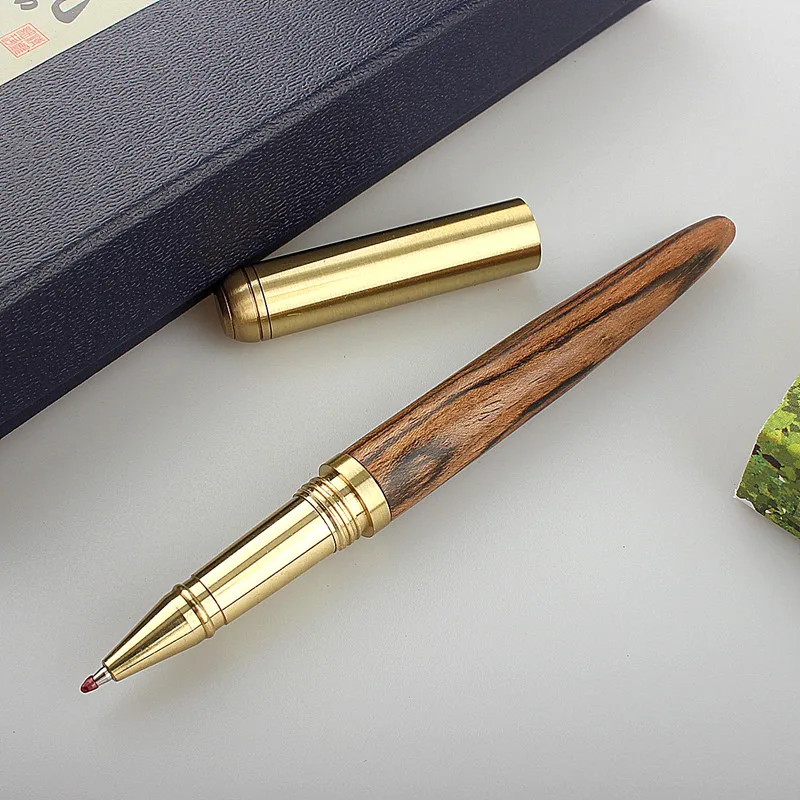 luxury quality brand school brass pen brown red black wood Rollerball Pen Business Stationery Office Supplies ink ball pen