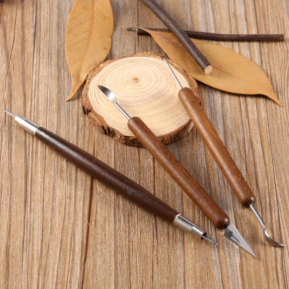 Herramientas de tallado de arcilla afilada, moldeadores de cerámica con mango de madera, herramientas de tallado de escultura de arcilla, 6 piezas por juego
