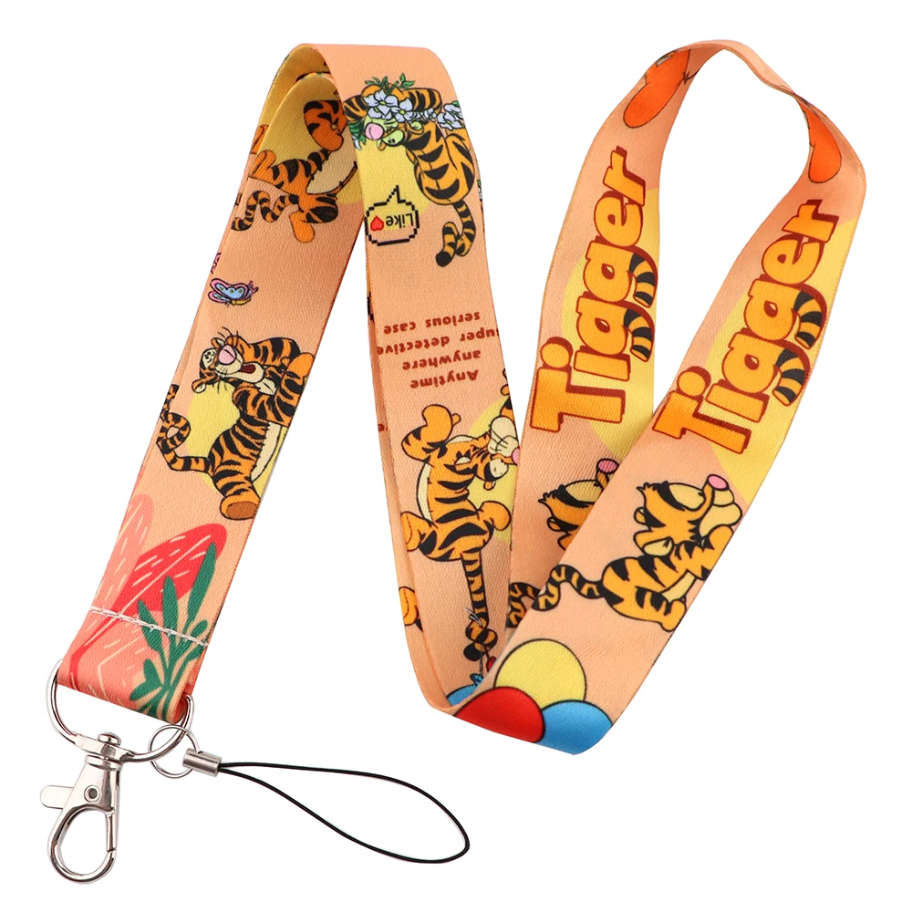 YQ363 Pooh Bear Tigger Lanyard Phone Rope Key ID Campus Card Badge Holder Cartoon Neck Strap Keychain Necklace Lariat Kids Gift