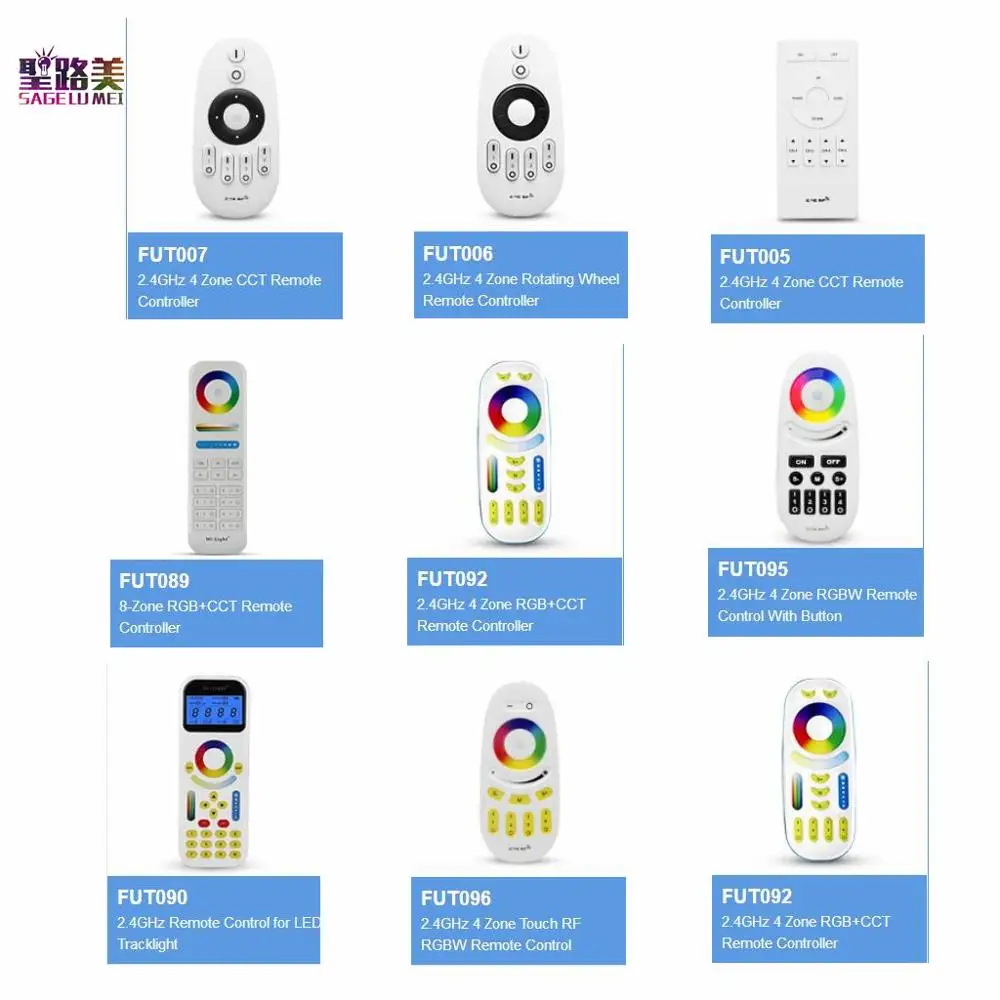 Free shipping Milight 2.4GHZ 4 zone RF RGB+CCT CCT RGBW LED Remote controller use with Mi Light series led controller lamp bulb