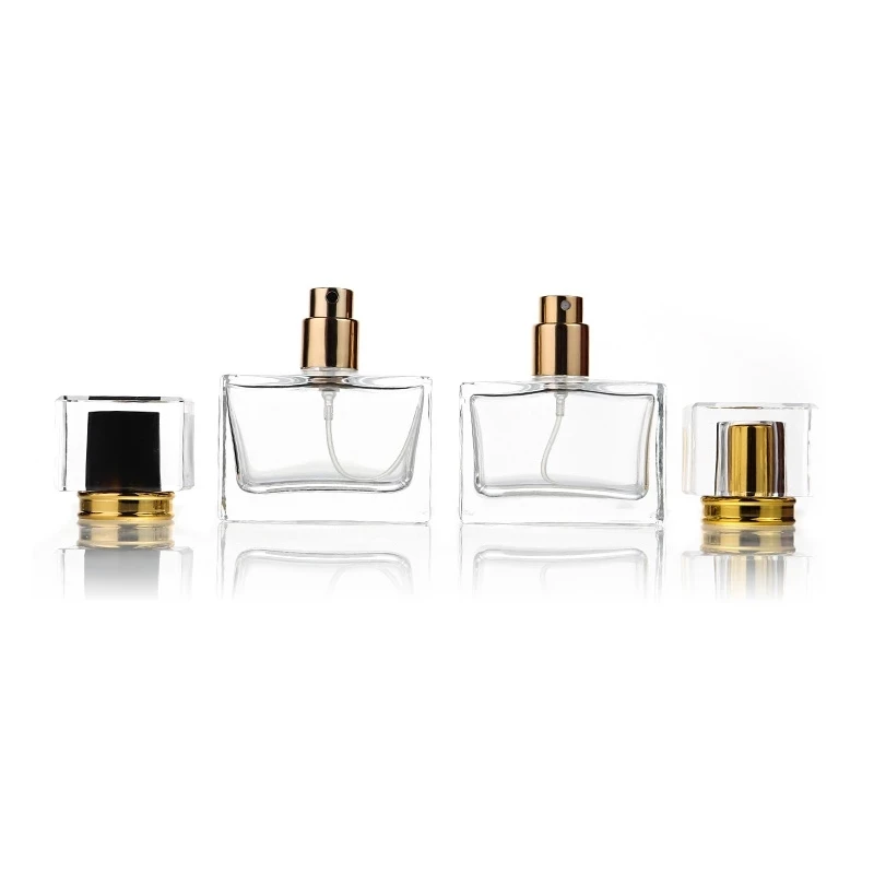 5pcs 30ml 50ml Glass Refillable Spiral Thick Bottom Square Glass Atomizer Perfume Bottle Cosmetic Empty Spray Bottle Container