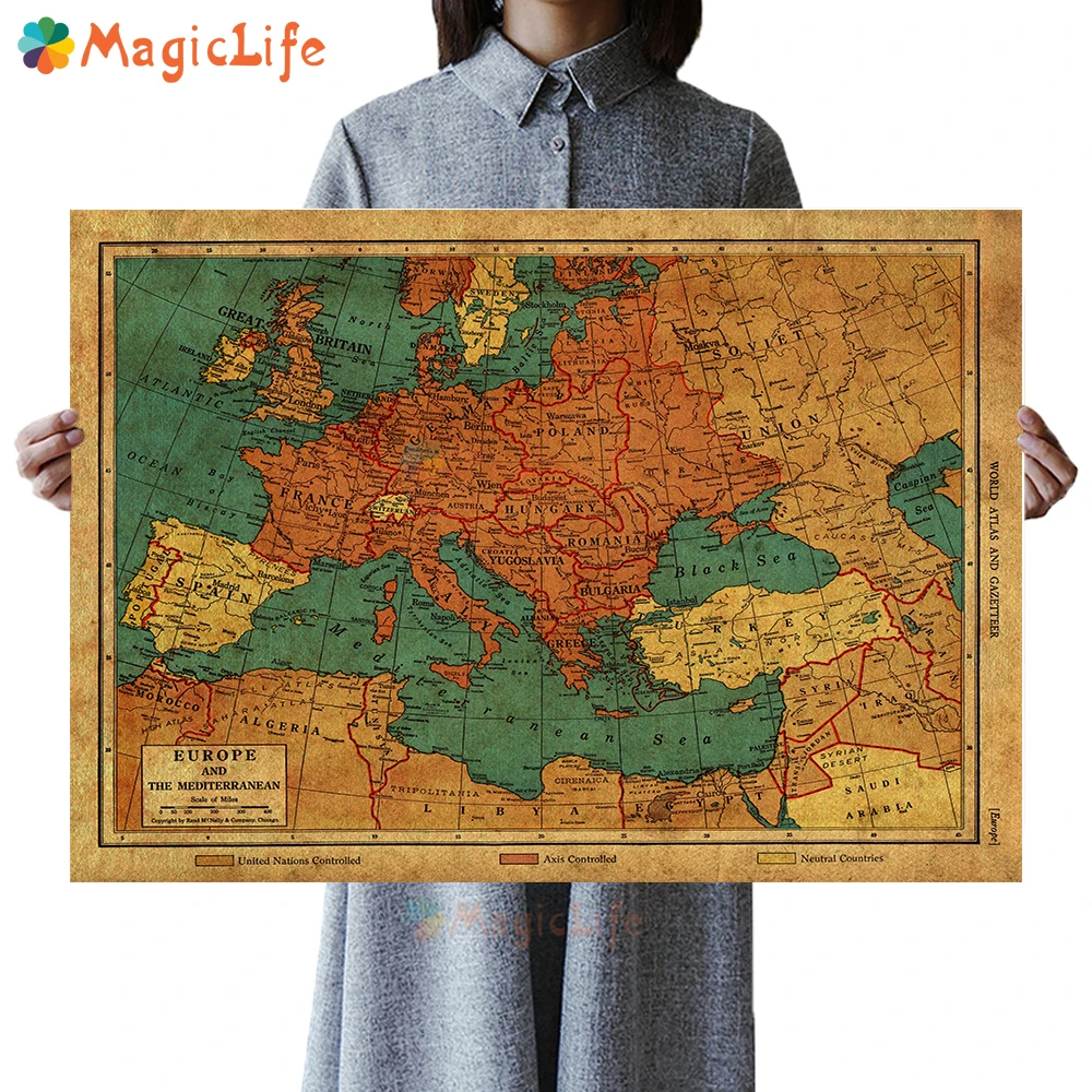 

Vintage Europe Map Posters Wall Art Canvas Painting Asia Retro Nordic Poster Wall Pictures For Living Room Home Decor Unframed