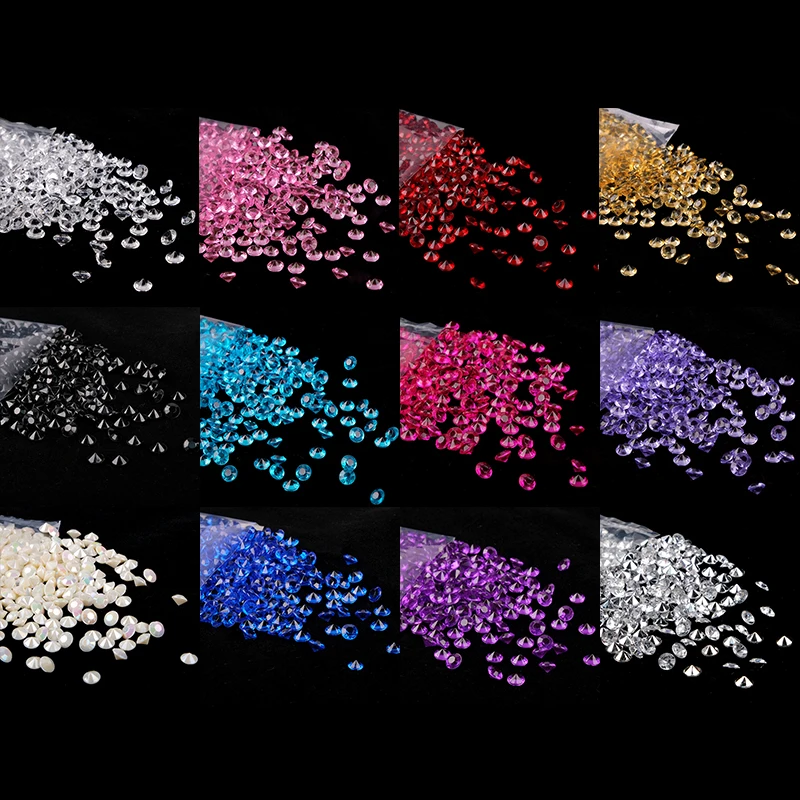 1000 Pcs / Lot 6mm (1Carat ) 22Colors Acrylic Crystals Scatter Table Diamond Confetti Wedding Decoration Favor