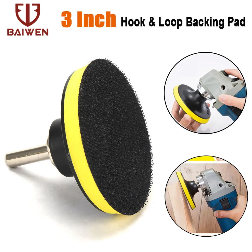 

3 Inch Polishing Sander Backer Plates Disc Hook & Loop Self-adhesive Sanding Backing Pads for Car Polisher 1/3inch Shank