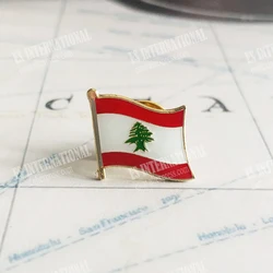 Lebanon National Flag Lapel Pins Crystal Epoxy Metal Enamel Badge Paint Brooch Souvenir Suit  Personality  Commemorative Gifts