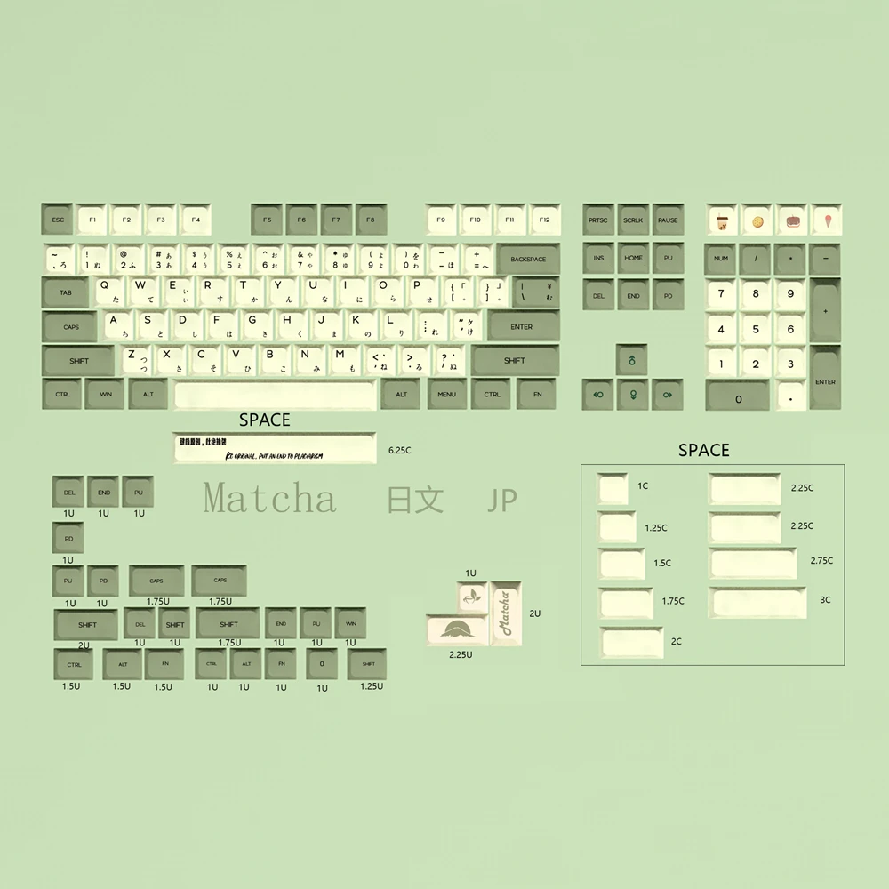 キーボード用キーボードキャップセット,厚手のpbt,抹茶効果,gh60
