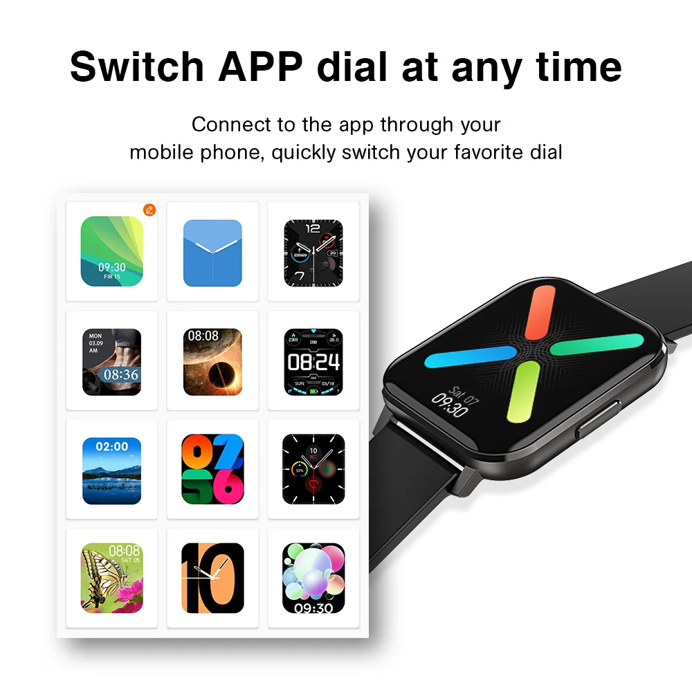 Novo smartwatch para homens e mulheres android e ios, relógio inteligente personalizado, monitoramento da frequência cardíaca, ip68, à prova d'água, 2021