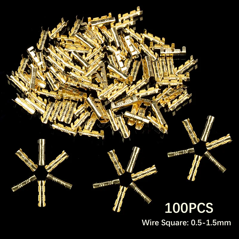 100pcs Docking Connectors line Pressing Button Quick Connect Car Brass Copper Crimp Terminals Wiring 0.5 to1.5 square