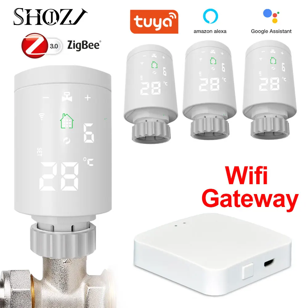 

Tuya ZigBee3.0 Смарт шлюз концентратор радиатор привод программируемый термостатический радиаторный клапан Температура контроллер работает с Al