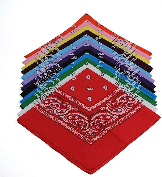 Hip Hop Paisley Bandanas 100% Cotton Cowboy Double Sided Black Red Magic Head Square Scarf Novelty Headwear Hair Band Scarf Hot