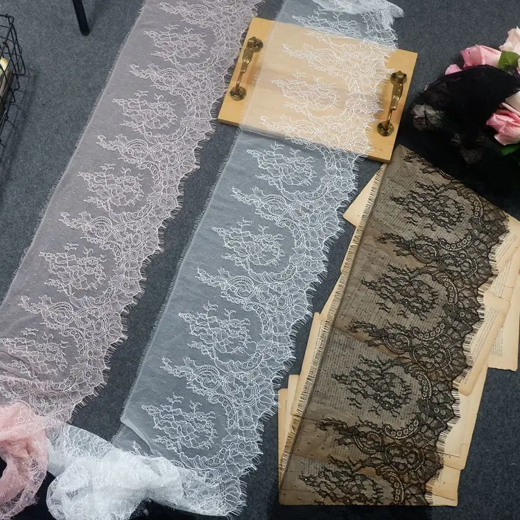 Black Eyelash Lace Fabric Chantilly Lace Trim DIY Clothing Crafts Skin French Lace For Garment Sewing Accessories