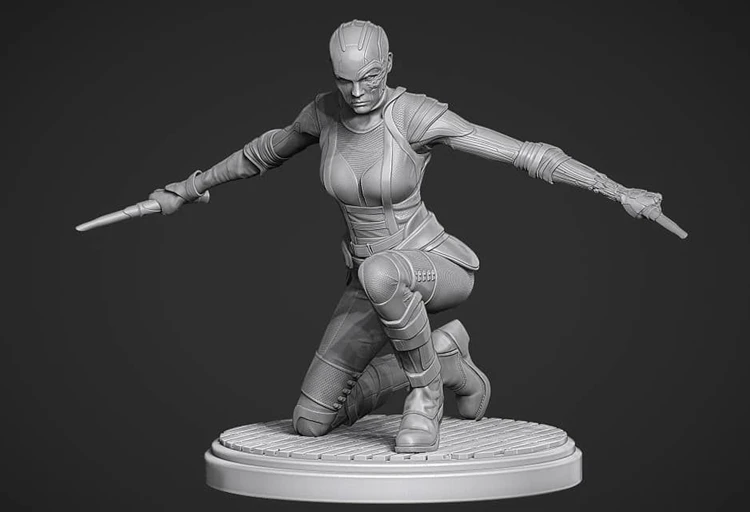 75mm Resin Model Kits Space Female Warrior Figure Sculpture Unpainted No Color RW-481