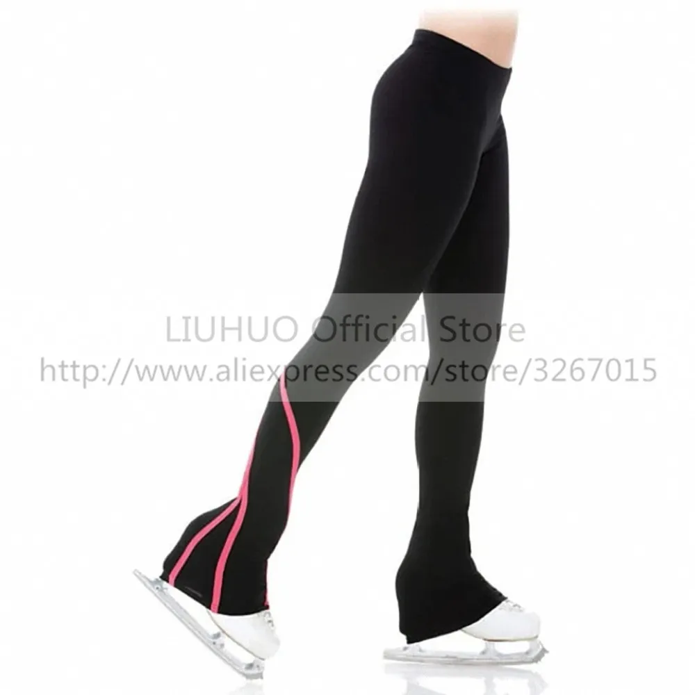 LIUHUO Figure Ice Skating Pants Costume Trousers Adult Child Training Tights Competition Color Stripes Dress Dance Fleece  Kids