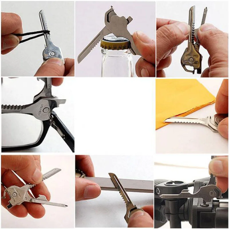 Multifunctional Mini Combination Bottle Opener Screw Knife Folding Knife Key Link for Outdoor Tools