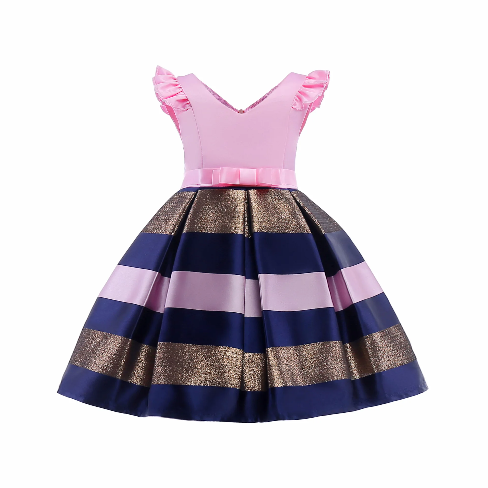 HETISO Girls Sequined Dresses for Christmas Kids Princess Satin Party Gown Child Birthday Striped Costume 2 to 8 10 Years