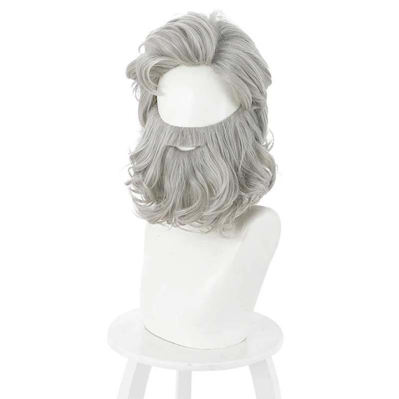 

Movie the Christmas Chronicles Cosplay Silver Gray Santa Claus Wig Beard Curly Facial Hair Wigs Xmas + Free Wig Cap