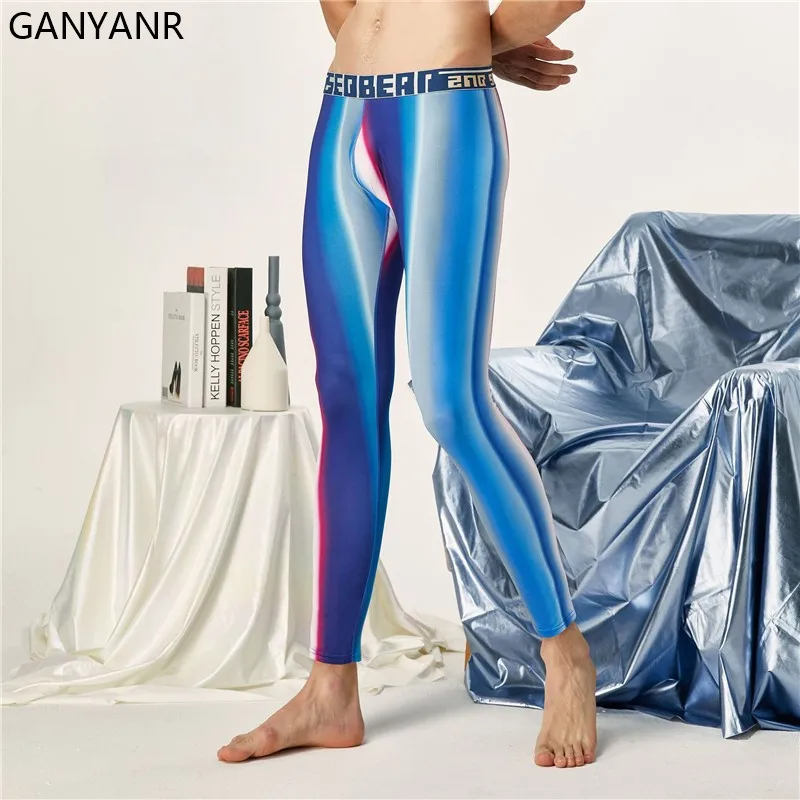 GANYANR Running Tights Men Compression Pants Gym Sportswear Leggings Fitness Jogging Sexy Basketball Yoga Winter Long Training