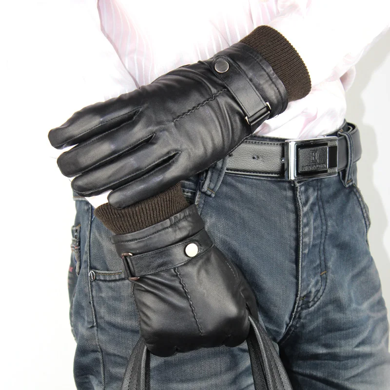 sheepskin men's gloves,Keep warm male winter,Brand men's leather ，Motorcycle gloves, driving gloves