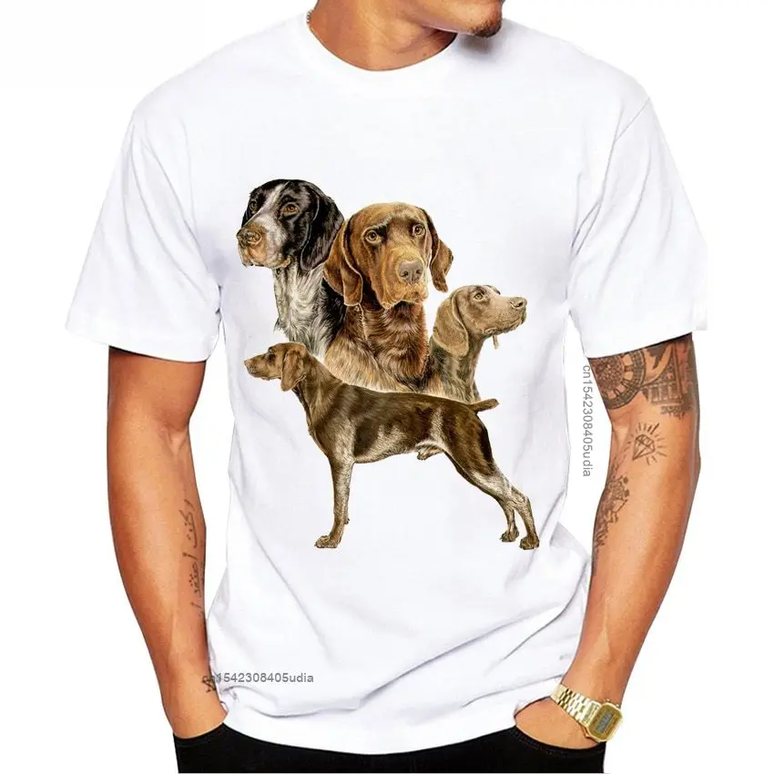 New Summer Fashion Men Short Sleeve Funny German Short-Haired Pointer Collage Design T-Shirt Dog Print Boy Casual Tops Man Tees