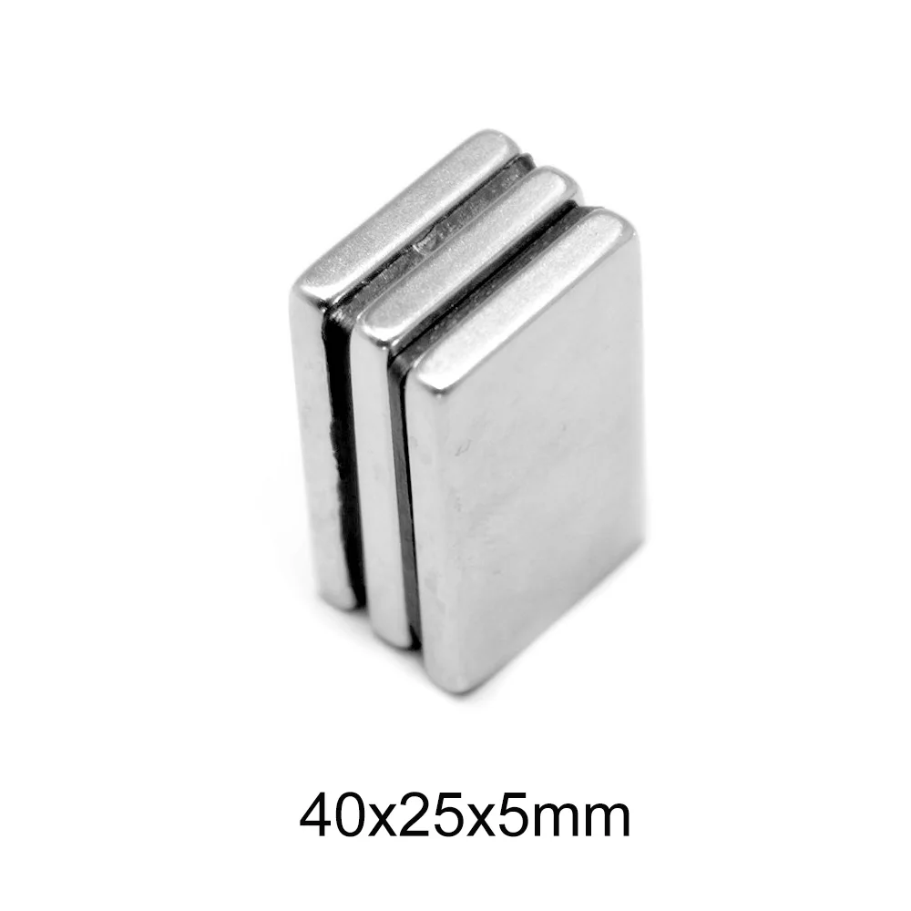 1/2/5PCS 40x25x5 Strong Block Neodymium Magnet 40mm x 25mm Magnetizing Permanent Magnet 40x25x5mm strong powerful Magnet 40*25*5