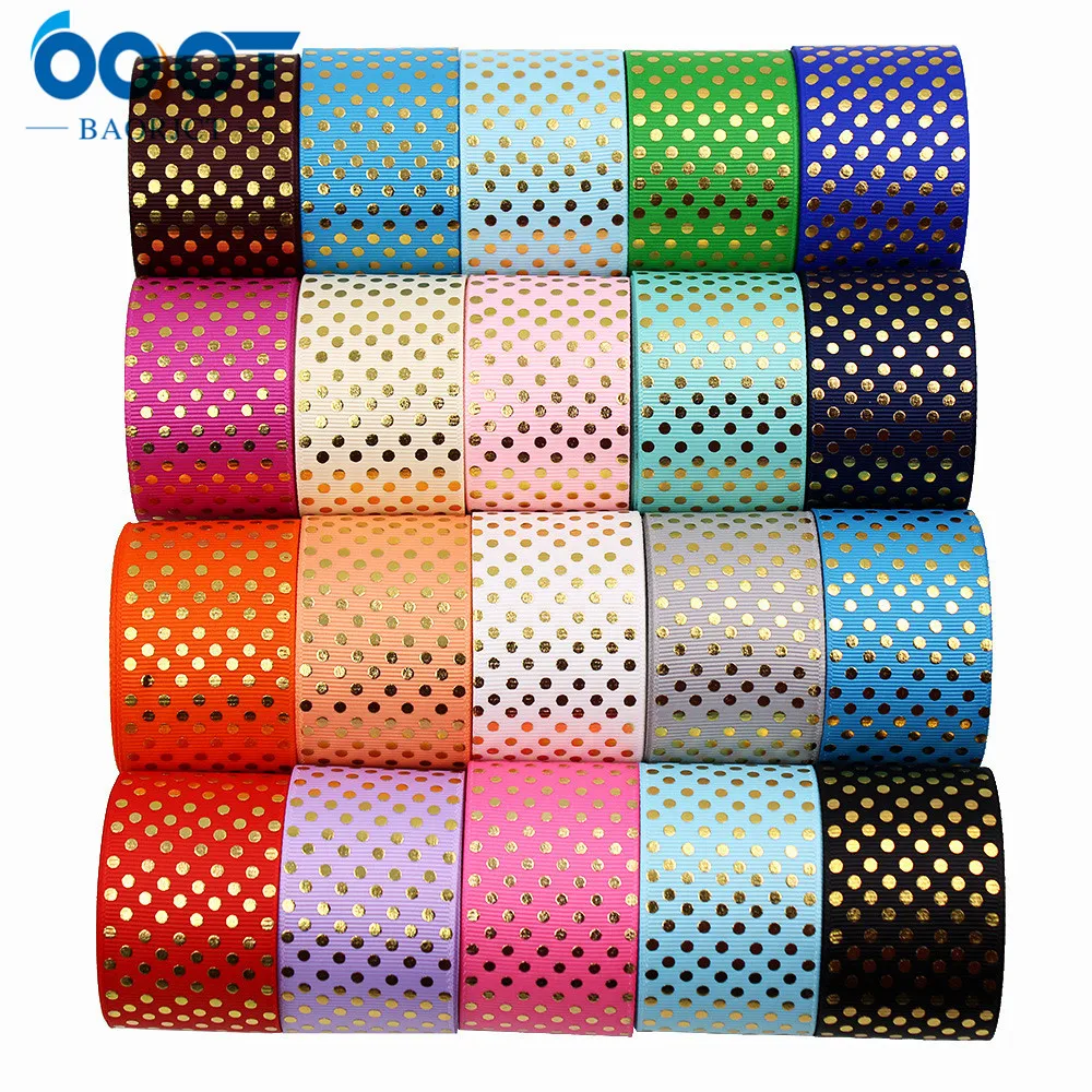 Solid Color Dots Geometric Hot Stamping Grosgrain Ribbons,38MM,10Yards Bow Cap DIY Accessories Decorations M-21112-36