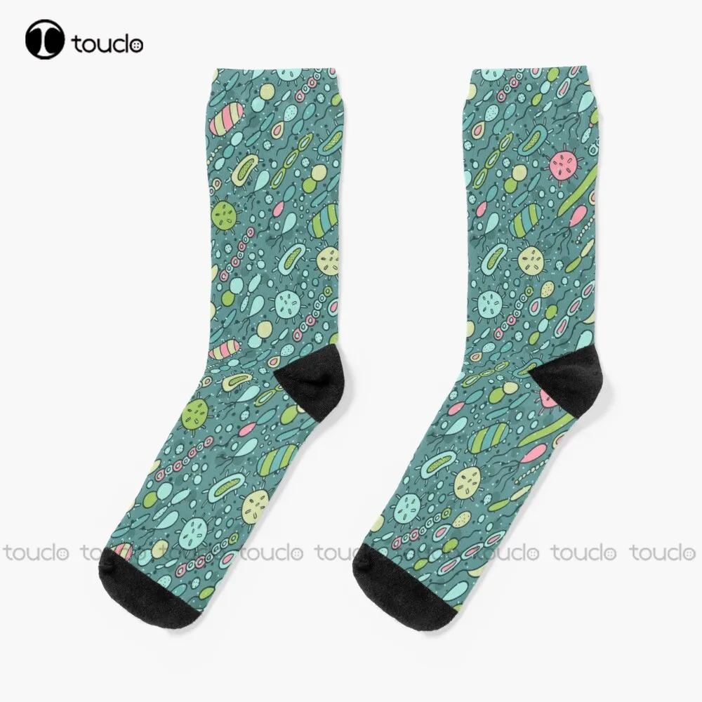 

Microbes Pattern. Bacteria Design For Biology Lovers. Socks Boot Socks For Men Christmas New Year Gift 360° Digital Print