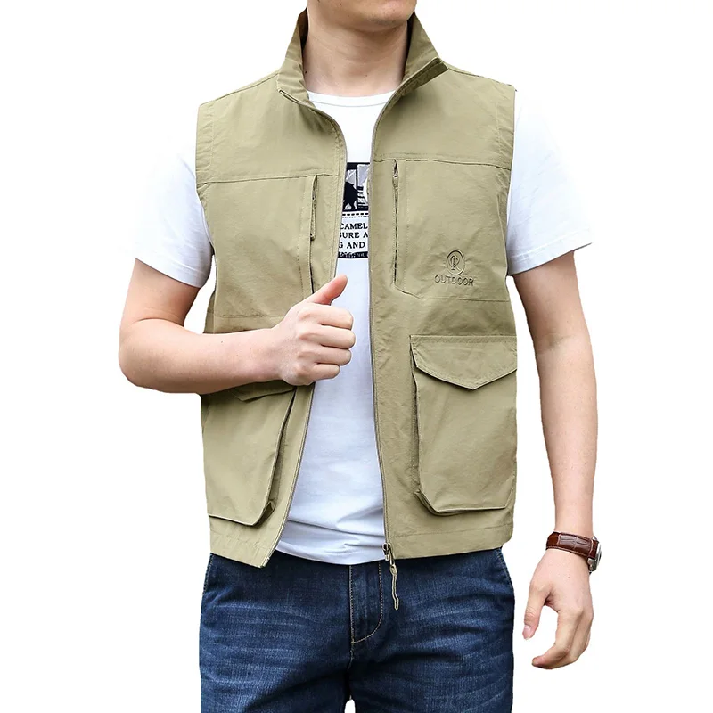 

Mens Vests Men's Summer Sleeveless Vest Coat Spring Autumn Casual Multi-pocket Travels Vest Outdoors Vests Waistcoat Male Tops