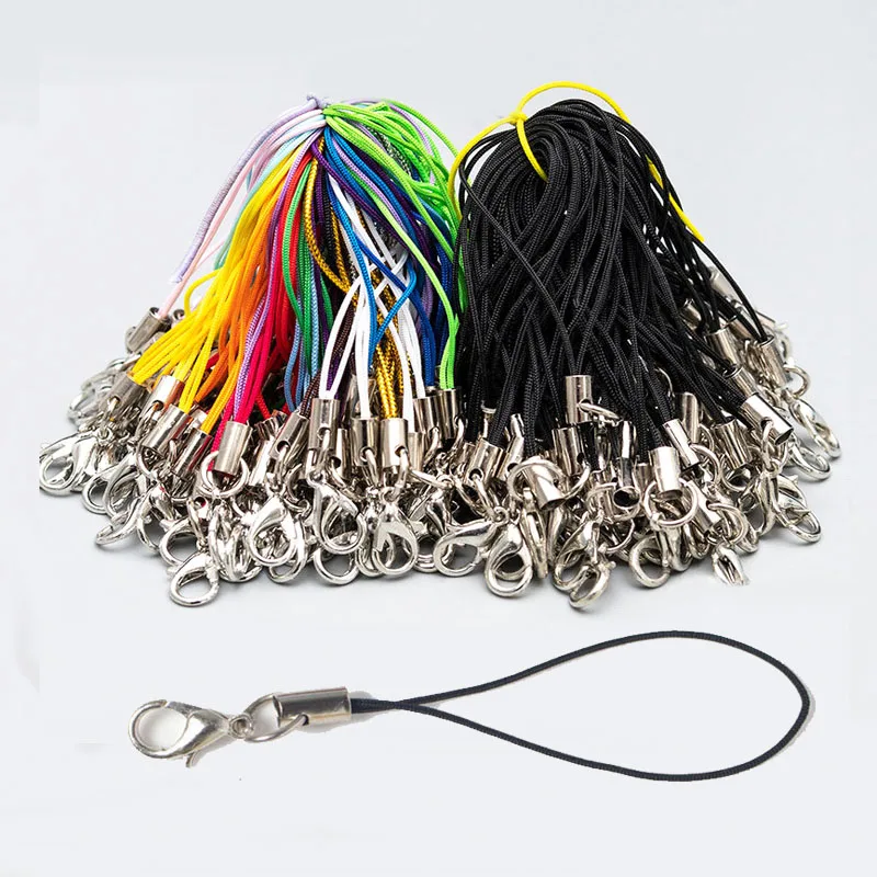 

Mixed 20pcs/lot Thread Cord Lobster keyrings Key Holder Bag Key Ring Bags Toys Phone Hanger DIY Keyfob KeyChain Accessories