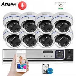 AZISHN H.265+ 8CH 5MP POE Security System NVR Kit Audio Explosion-proof 5MP IP Camera Face Detection CCTV Surveillance NVR Set
